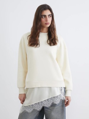 Lc Waikiki Yeni Sezon Dantel Detaylı Oversize Kadın Kalın Sweatshirt