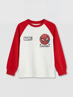 Lc Waikiki Yeni Sezon Bisiklet Yaka Spider-Man Baskılı Erkek Çocuk Tişört