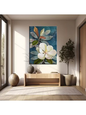 Vogloo Beyaz Lotus Kanvas Tablo