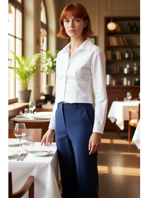 PayBuy Kadın Için Bele Oturan Fitted Kesim Uzun Kollu Crop Gömlek Şık ve Modern Günlük Kombinler Spor