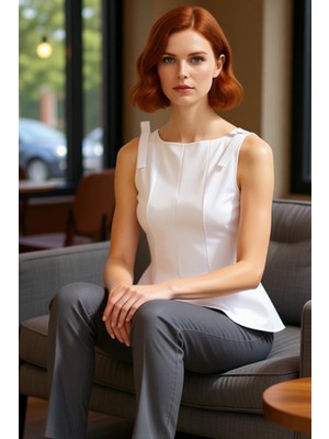 PayBuy Fitted Peplum Bluz Kolsuz Bisiklet Yaka Örme Yazlık Seçkin Malzeme Yüksek Kalite