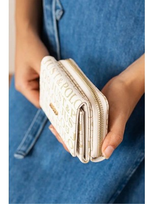 Just Polo Kadın Baskılı Fermuarlı Şık Cüzdan Shopper