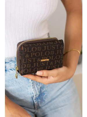 Just Polo Kadın Baskılı Fermuarlı Şık Cüzdan Shopper