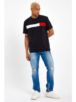 Superlife Süperlife Erkek  Bisiklet Yaka Regular Fit Garnili  Tişort SPR23TS301