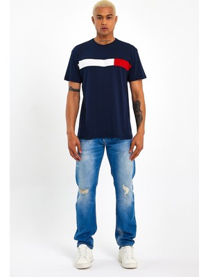 Superlife Süperlife Erkek  Bisiklet Yaka Regular Fit Garnili  Tişort SPR23TS301