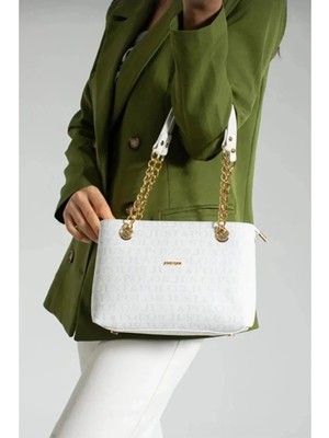 Just Polo Orijinal Kadın 3 Bölmeli Zincir Detaylı Ayarlanabilir Askılı Lüks El & Omuz Çantası Shoulder Bag