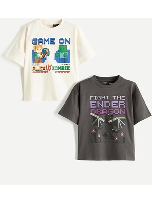 Lc Waikiki Yeni Sezon Erkek Çocuk Minecraft Baskılı Tişört 2'li