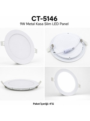 Cata CT-5146 9W Metal Kasa Slim LED Panel Beyaz Işık 4 Lü