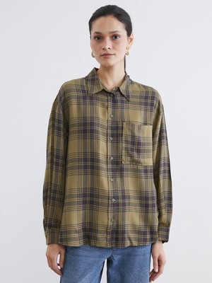 Lc Waikiki Yeni Sezon Ekose Poplin Oversize Kadın Gömlek Tunik