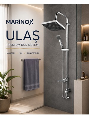 Marinox Ulaş Premium Duş Sistemi Geniş Yağmur Tepe Duşlu El Duşlu Banyo Seti