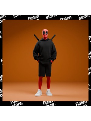 Ralen Özel Tasarım Urban Style Deadpool Aksiyon Figürü – 3D Baskı Koleksiyonluk Dekoratif Heykel – Marvel Karakteri Masaüstü Dekorasyonu – Kapüşonlu ve Katanalı Süper Kahraman Modeli
