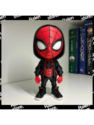 Ralen Özel Tasarım Urban Style Spider-Man Aksiyon Figürü – 3D Baskı Koleksiyonluk Dekoratif Heykel – Marvel Karakteri Masaüstü Dekorasyonu – Kapüşonlu Süper Kahraman Modeli
