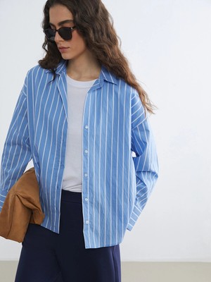 Lc Waikiki Yeni Sezon Çizgili Oversize Kadın Gömlek