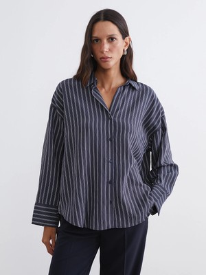 Lc Waikiki Yeni Sezon Çizgili Oversize Kadın Gömlek