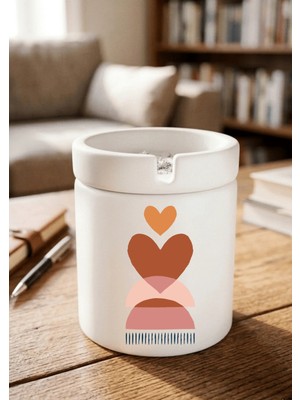 Eylül Design Boho Tasarımlı Baskılı Seramik Küllük Kokusuz Kül Tablası