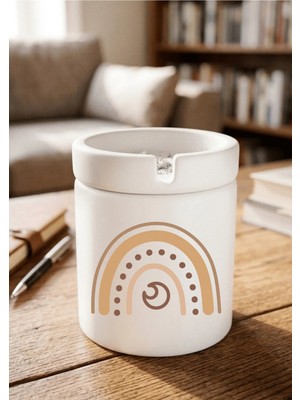 Eylül Design Boho Tasarımlı Baskılı Seramik Küllük Kokusuz Kül Tablası