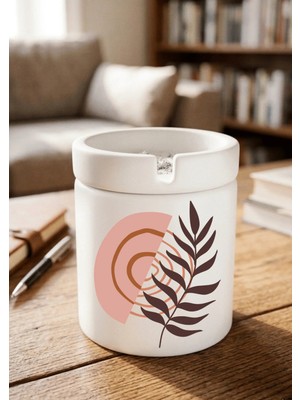 Eylül Design Boho Tasarımlı Baskılı Seramik Küllük Kokusuz Kül Tablası