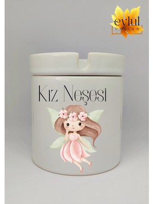 Eylül Design Kız Neşesi Yazılı Eğlenceli Baskılı Seramik Küllük Kokusuz Kültablası