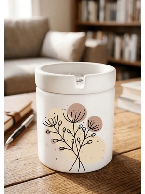 Eylül Design Boho Tasarımlı Baskılı Seramik Küllük Kokusuz Kül Tablası