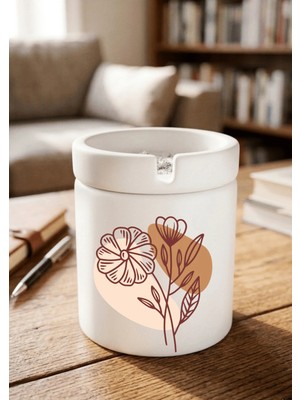 Eylül Design Boho Tasarımlı Baskılı Seramik Küllük Kokusuz Kül Tablası