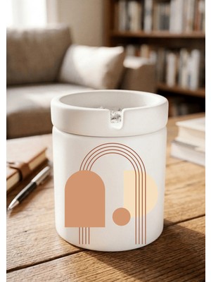 Eylül Design Boho Tasarımlı Baskılı Seramik Küllük Kokusuz Kül Tablası