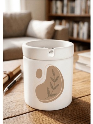 Eylül Design Boho Tasarımlı Baskılı Seramik Küllük Kokusuz Kül Tablası