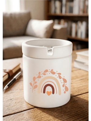 Eylül Design Boho Tasarımlı Baskılı Seramik Küllük Kokusuz Kül Tablası
