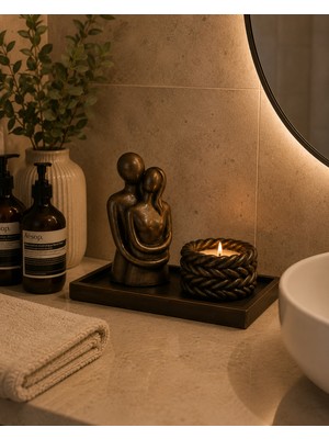 Handyol Sonsuz Sevgi Dekoratif Biblo & Mumluk Seti – Modern Tepsili, Tv Ünitesi, Sehpa, Kitaplık, Konsol ve Banyo Dekoru