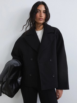 Lc Waikiki Yeni Sezon Kruvaze Yaka Oversize Kadın Kaşe Kaban