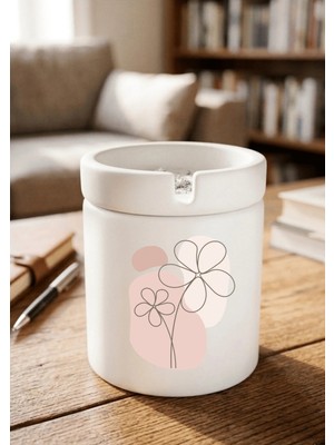 Eylül Design Boho Tasarımlı Baskılı Seramik Küllük Kokusuz Kül Tablası