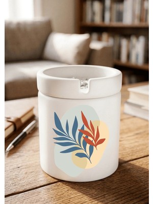 Eylül Design Boho Tasarımlı Baskılı Seramik Küllük Kokusuz Kül Tablası