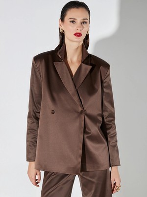 Lc Waikiki Yeni Sezon Kruvaze Yaka Saten Kadın Blazer Ceket
