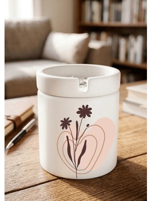 Eylül Design Boho Tasarımlı Baskılı Seramik Küllük Kokusuz Kül Tablası