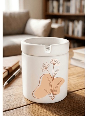 Eylül Design Boho Tasarımlı Baskılı Seramik Küllük Kokusuz Kül Tablası