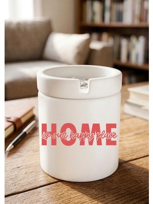 Eylül Design Home Minimalist Ev Tasarımlı Baskılı Seramik Küllük Dekoratif Kokusuz Kül Tablası