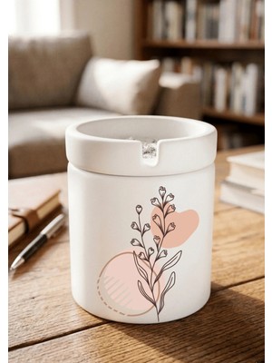 Eylül Design Boho Tasarımlı Baskılı Seramik Küllük Kokusuz Kül Tablası