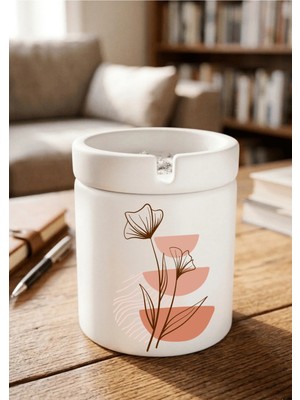 Eylül Design Boho Tasarımlı Baskılı Seramik Küllük Kokusuz Kül Tablası