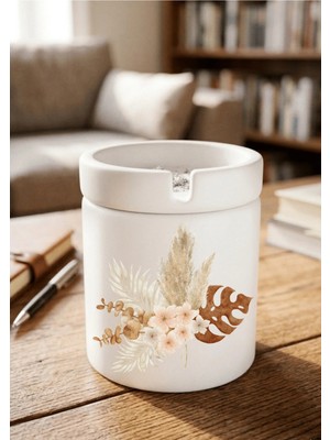 Eylül Design Boho Tasarımlı Baskılı Seramik Küllük Kokusuz Kül Tablası