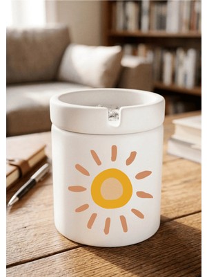 Eylül Design Boho Tasarımlı Baskılı Seramik Küllük Kokusuz Kül Tablası