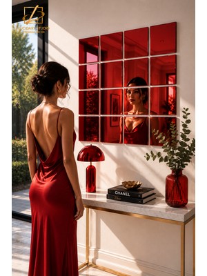 Lucit Art 4 Adet | 20X20 Dekoratif Pleksi Ayna Kendinden Yapışkanlı Duvar Aynası | Gümüş, Gold, Rose Gold, Mavi, Mor, Kırmızı | Duvar Dekorasyonu Pleksi Ayna