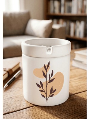 Eylül Design Boho Tasarımlı Baskılı Seramik Küllük Kokusuz Kül Tablası