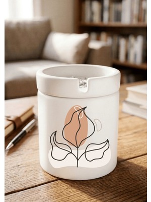 Eylül Design Boho Tasarımlı Baskılı Seramik Küllük Kokusuz Kül Tablası