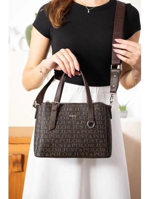 Just Polo Kadın Kahve Baskılı Orta Boy El ve Omuz Çantası P342203MH