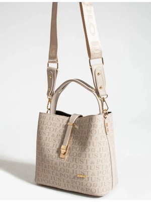 Just Polo Kadın Orta Boy Su Geçirmez Suni Deri Baskılı El ve Omuz Çantası Shopper 342055PC