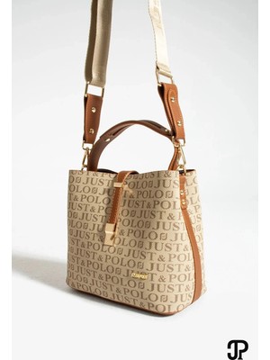 Just Polo Kadın Orta Boy Su Geçirmez Suni Deri Baskılı El ve Omuz Çantası Shopper 342055PC
