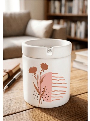 Eylül Design Boho Tasarımlı Baskılı Seramik Küllük Kokusuz Kül Tablası