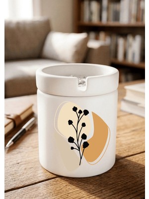 Eylül Design Boho Tasarımlı Baskılı Seramik Küllük Kokusuz Kül Tablası