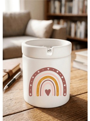 Eylül Design Boho Tasarımlı Baskılı Seramik Küllük Kokusuz Kül Tablası