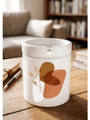 Eylül Design Boho Tasarımlı Baskılı Seramik Küllük Kokusuz Kül Tablası