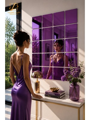 Lucit Art 4 Adet | 20X20 Dekoratif Pleksi Ayna Kendinden Yapışkanlı Duvar Aynası | Gümüş, Gold, Rose Gold, Mavi, Mor, Kırmızı | Duvar Dekorasyonu Pleksi Ayna